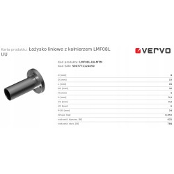 Łożysko liniowe z kołnierzem LMF08L -UU przedłużone średnica 8mm