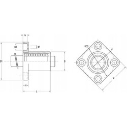Łożysko liniowe z kołnierzem LMK08-UU L Long średnica 8mm - przedłużane