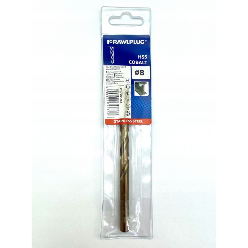 Wiertło kobaltowe do stali nierdzewnej Rawlplug HSSC 8 x 117 mm