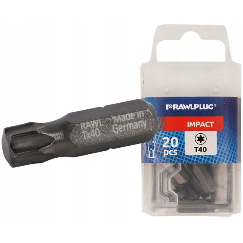 Udarowe bity Torsion Torx T40 x 25 mm RAWLPLUG x20 sztuk