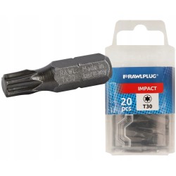 Udarowe bity Torsion Torx T30 x 25 mm RAWLPLUG x20 sztuk