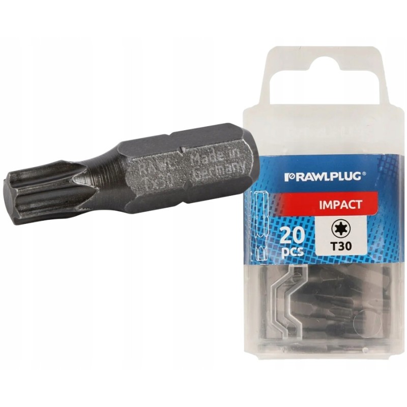 Udarowe bity Torsion Torx T30 x 25 mm RAWLPLUG x20 sztuk