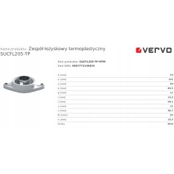 Zespół łożyskowy termoplastyczny SUCFL205-TP 25mm tworzywo+stal nierdzewna