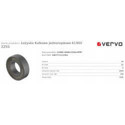 Łożysko kulkowe 61900 ZZ 6900 ZZ 10x22x6mm 6900ZZ 61900ZZ