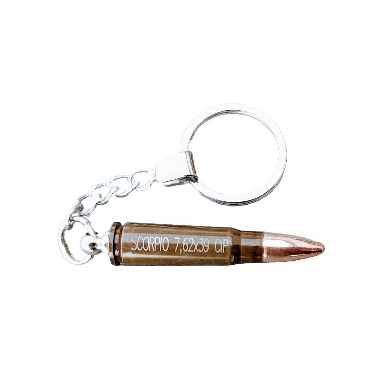 Breloczek do kluczy "kałach" 7,62x39 wykonany ze stalowej łuski