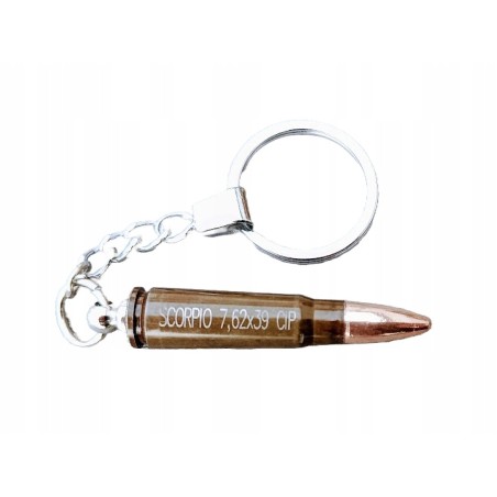 Breloczek do kluczy "kałach" 7,62x39 wykonany ze stalowej łuski