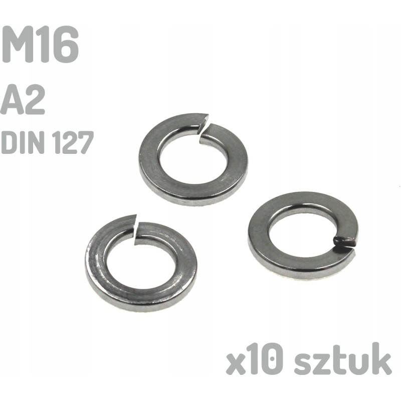 Podkładka sprężysta nierdzewna A2 M16 DIN 127 INOX x10 sztuk