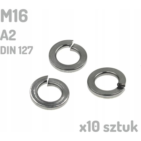 Podkładka sprężysta nierdzewna A2 M16 DIN 127 INOX x10 sztuk