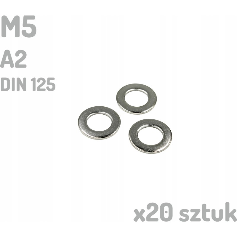 Podkładka nierdzewna A2 M5 DIN 125 INOX x20 sztuk
