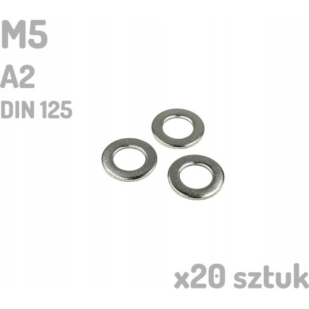 Podkładka nierdzewna A2 M5 DIN 125 INOX x20 sztuk