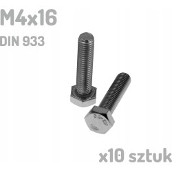 Śruba nierdzewna A2 M4x16 mm DIN 933 INOX x10 sztuk