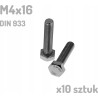 Śruba nierdzewna A2 M4x16 mm DIN 933 INOX x10 sztuk