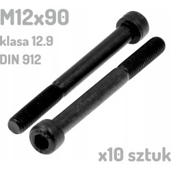 Śruba imbusowa M12x90 klasa 12.9 czarna DIN 912 x10 sztuk