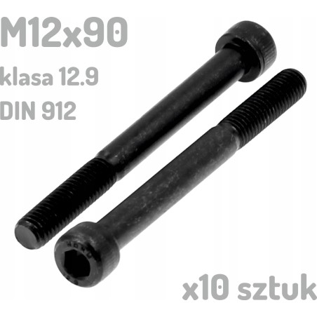 Śruba imbusowa M12x90 klasa 12.9 czarna DIN 912 x10 sztuk
