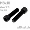 Śruba imbusowa M8x10 klasa 12.9 czarna DIN 912 x10 sztuk
