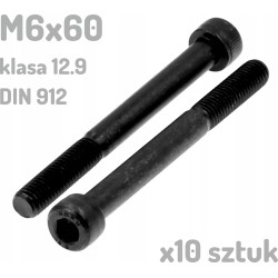 Śruba imbusowa M6x60 klasa 12.9 czarna DIN 912 x10 sztuk