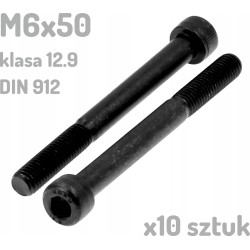 Śruba imbusowa M6x50 klasa 12.9 czarna DIN 912 x10 sztuk