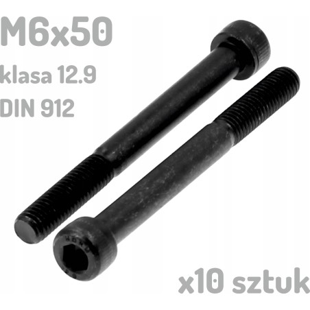 Śruba imbusowa M6x50 klasa 12.9 czarna DIN 912 x10 sztuk