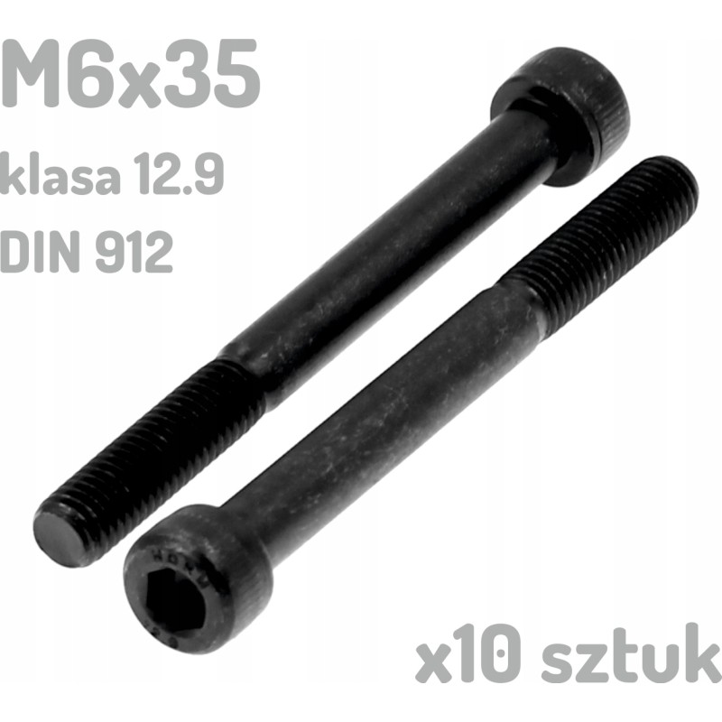 Śruba imbusowa M6x35 klasa 12.9 czarna DIN 912 x10 sztuk