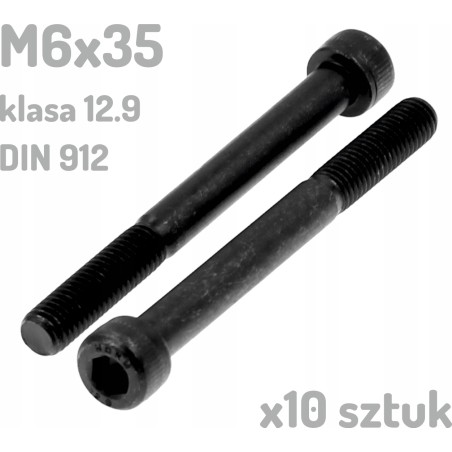 Śruba imbusowa M6x35 klasa 12.9 czarna DIN 912 x10 sztuk