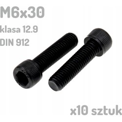 Śruba imbusowa M6x30 klasa 12.9 czarna DIN 912 x10 sztuk