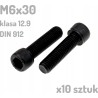Śruba imbusowa M6x30 klasa 12.9 czarna DIN 912 x10 sztuk