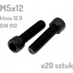 Śruba imbusowa M5x12 klasa 12.9 czarna DIN 912 x20 sztuk