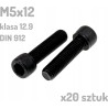 Śruba imbusowa M5x12 klasa 12.9 czarna DIN 912 x20 sztuk