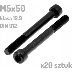Śruba imbusowa M5x50 klasa 12.9 czarna DIN 912 x20 sztuk