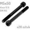Śruba imbusowa M5x50 klasa 12.9 czarna DIN 912 x20 sztuk