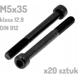 Śruba imbusowa M5x35 klasa 12.9 czarna DIN 912 x20 sztuk