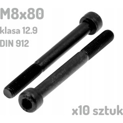 Śruba imbusowa M8x80 klasa 12.9 czarna DIN 912 x10 sztuk