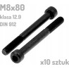 Śruba imbusowa M8x80 klasa 12.9 czarna DIN 912 x10 sztuk