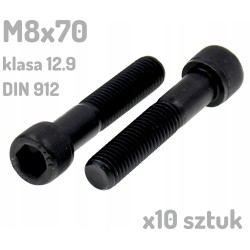 Śruba imbusowa M8x70 klasa 12.9 czarna DIN 912 x10 sztuk