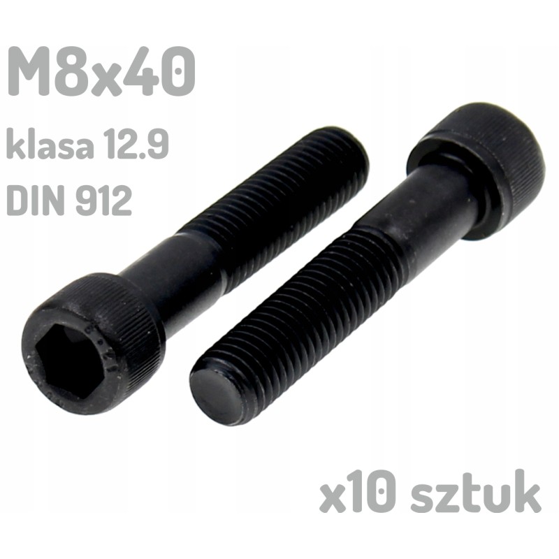 Śruba imbusowa M8x40 klasa 12.9 czarna DIN 912 x10 sztuk