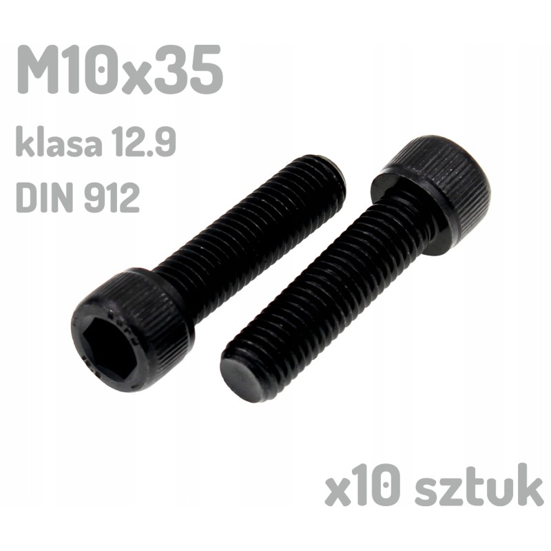 Śruba imbusowa M10x35 klasa 12.9 czarna DIN 912 x10 sztuk