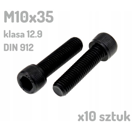 Śruba imbusowa M10x35 klasa 12.9 czarna DIN 912 x10 sztuk