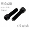 Śruba imbusowa M10x20 klasa 12.9 czarna DIN 912 x10 sztuk