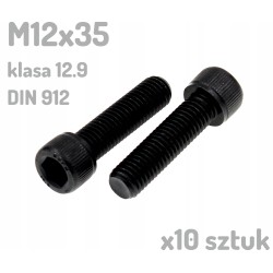 Śruba imbusowa M12x35 klasa 12.9 czarna DIN 912 x10 sztuk