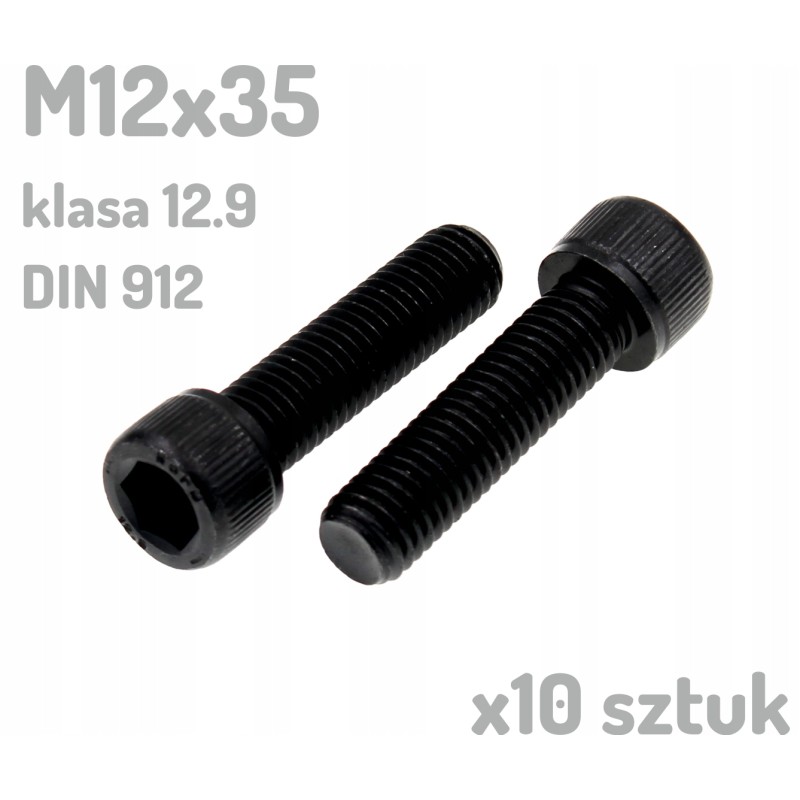 Śruba imbusowa M12x35 klasa 12.9 czarna DIN 912 x10 sztuk