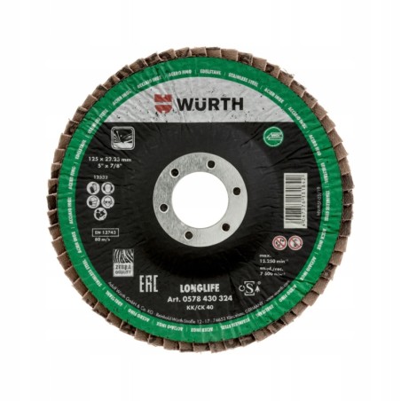 Wurth Listkowa tarcza szlifierska do stali szlachetnej G60 125mm x1sztuka