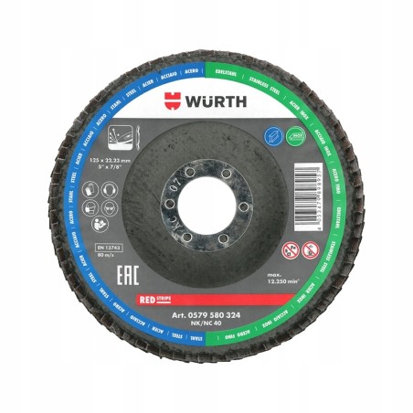 Tarcza lamelowa do stali węglowej/nierdzewnej Wurth G40 125x22,23mm x1szt