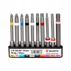 Wurth Zestaw Bitów długich 1/4" PH PZ TX RW 10 elementów (0614250020)