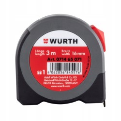 Wurth Miarka taśma 3m 16mm miara zwijana metrówka z okienkiem (071465 071)