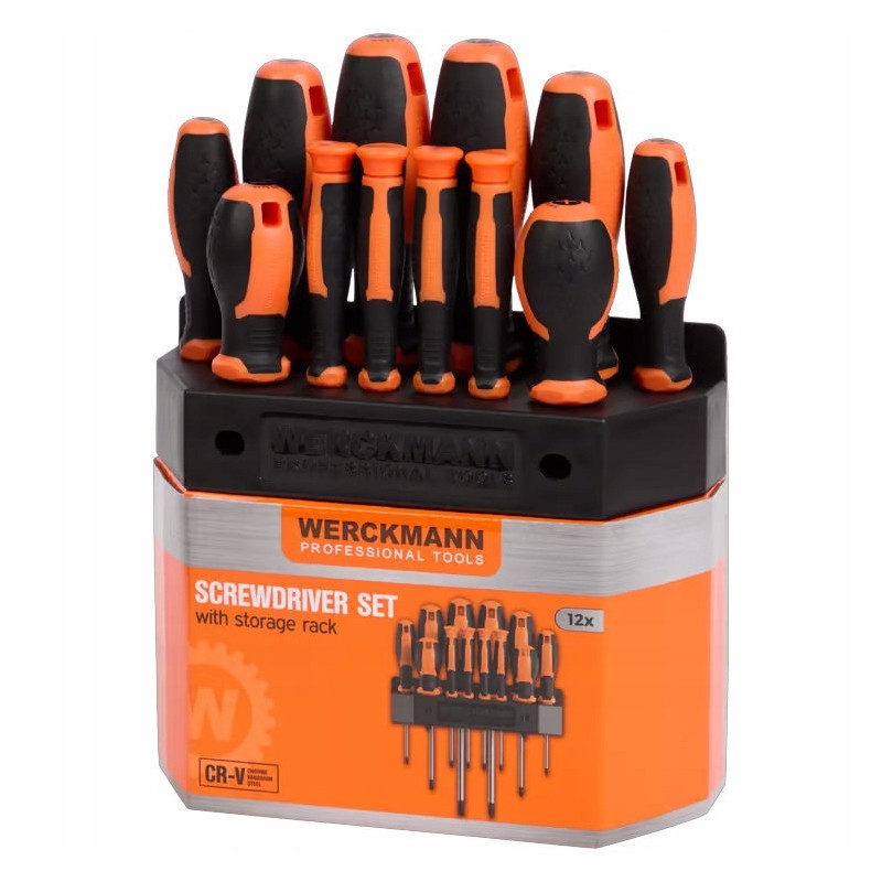 Zestaw śrubokrętów Werckmann 12 elementów w stojaku do zawieszenia
