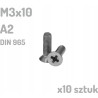 Śruba nierdzewna A2 M3x10 mm DIN 965 INOX x10 sztuk