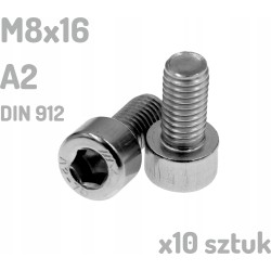 Śruba nierdzewna A2 M8x16 mm DIN 912 imbus INOX x10 sztuk