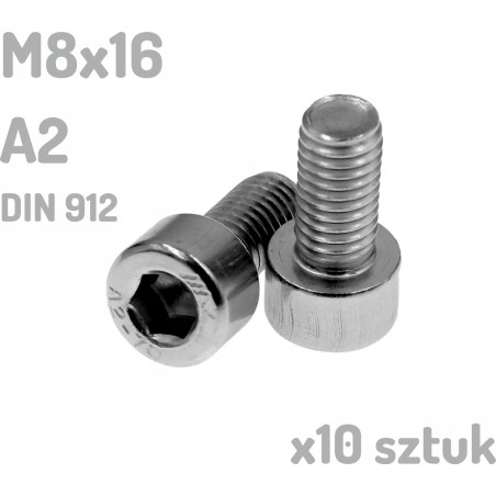 Śruba nierdzewna A2 M8x16 mm DIN 912 imbus INOX x10 sztuk