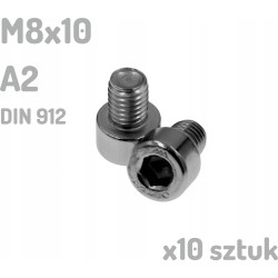 Śruba nierdzewna A2 M8x10 mm DIN 912 imbus INOX x10 sztuk
