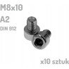 Śruba nierdzewna A2 M8x10 mm DIN 912 imbus INOX x10 sztuk